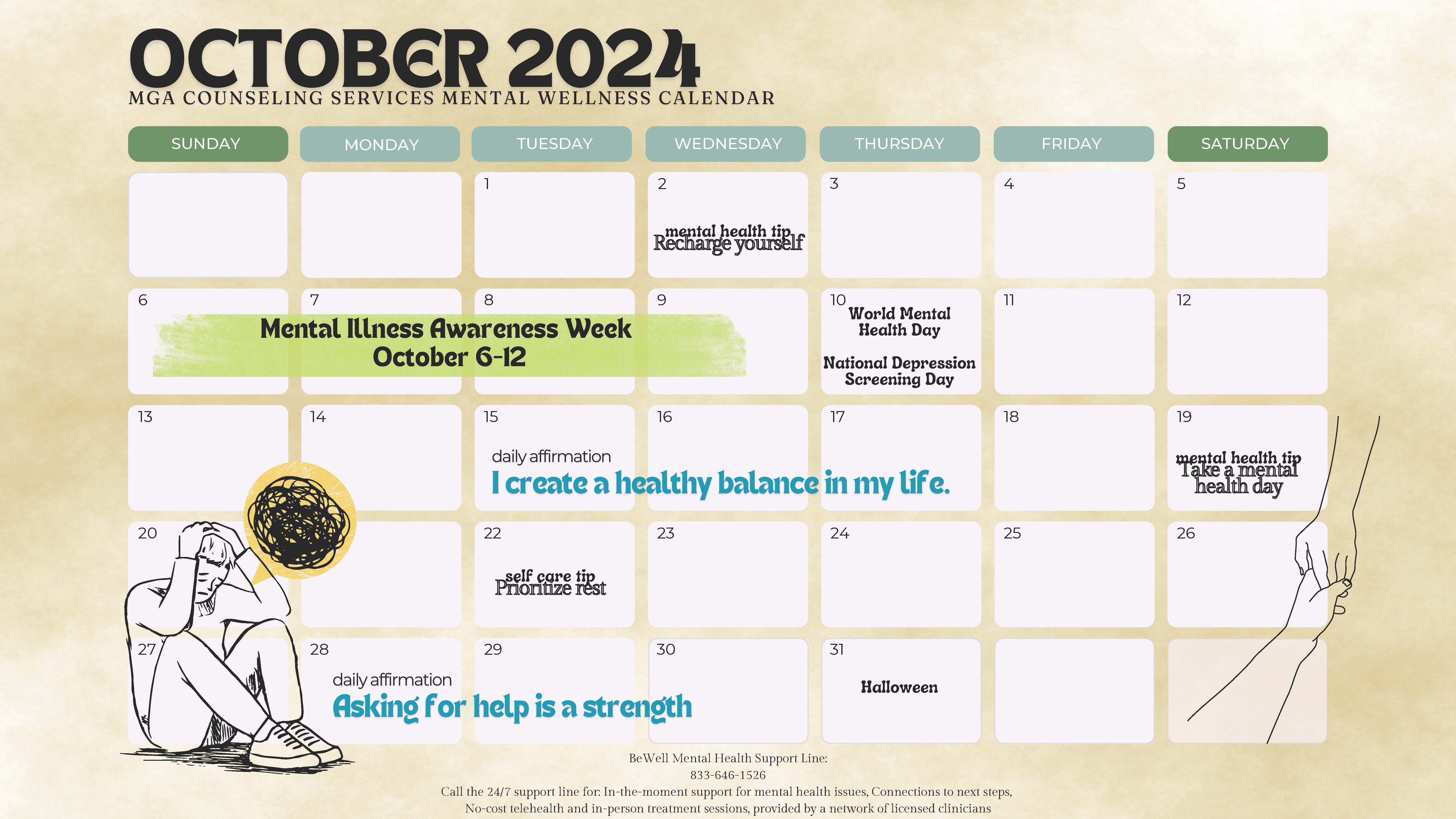 October mental health calendar 